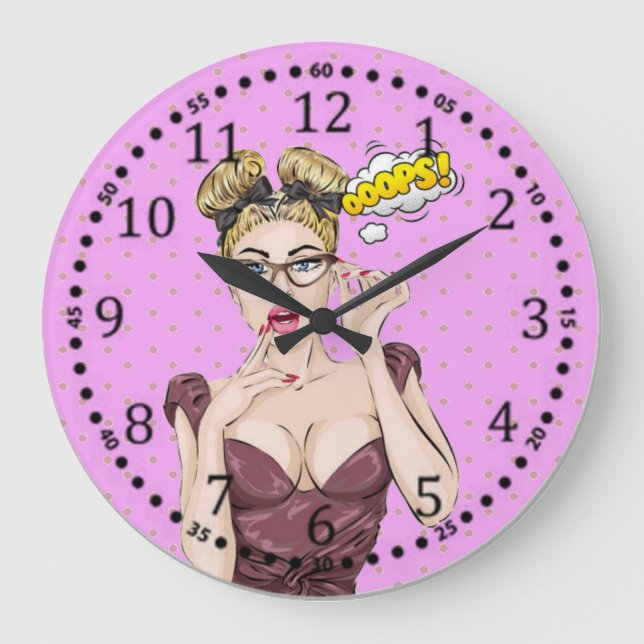 Pop Art-flicka Stor Klocka (Framsida)