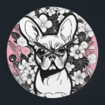 Pop Art Flowers och Fransk Bulldog Stor Klocka<br><div class="desc">Pop Art Flowers och Fransk Bulldog</div>