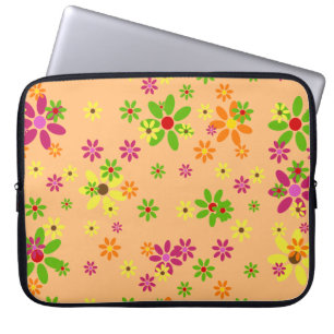 Pop Art Flowers - sömlös mönster + dina idéer Laptop Sleeve