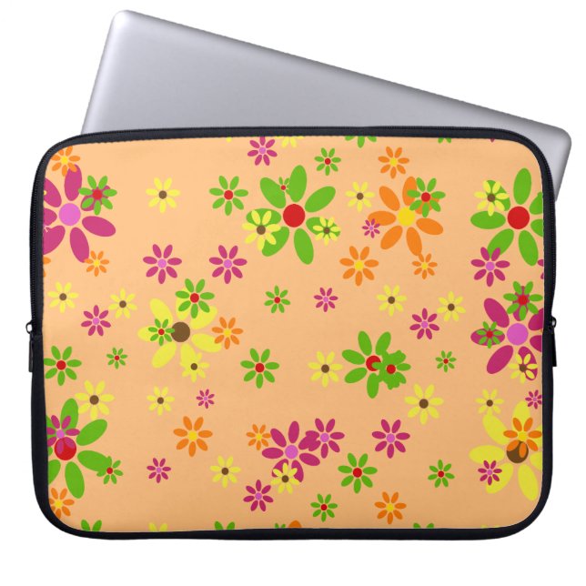 Pop Art Flowers - sömlös mönster + dina idéer Laptop Sleeve (Framsidan)