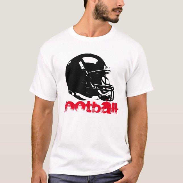 Pop Art Football Helmet Red Black White T-Shirt (Framsida)