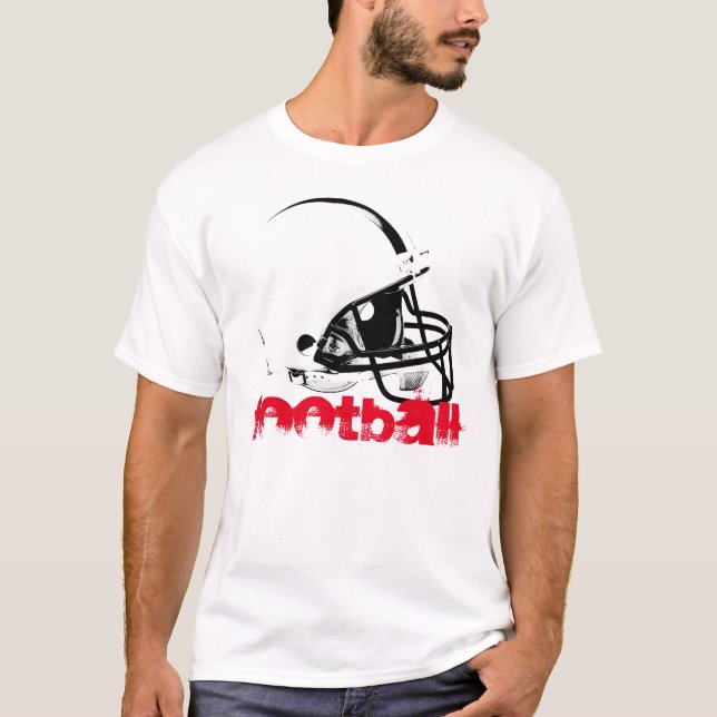 Pop Art Football Helmet Red Black White T-Shirt (Framsida)