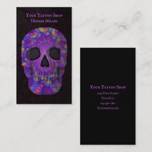 Pop Art för Lila Abstrakt av gotin Skull Visitkort