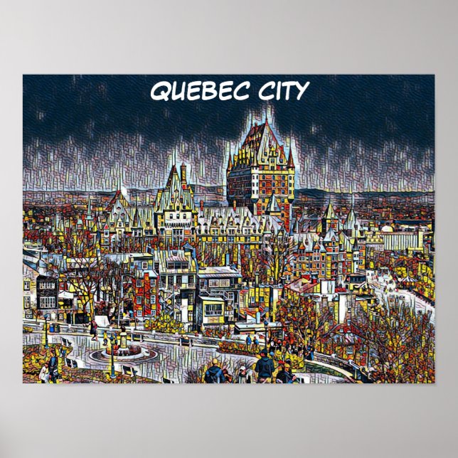 POP-ART FÖR TECKNAD AV QUEBEC-STAD POSTER (Framsidan)