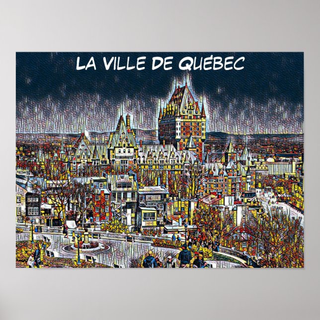 POP-ART FÖR TECKNAD AV QUEBEC-STAD POSTER (Framsidan)