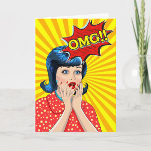 Pop Art förvånad kvinnlig födelsedag Du ser Fabulo Kort