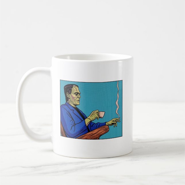Pop Art Frankensteins monster dricker te Halvtonin Kaffemugg (Vänster)