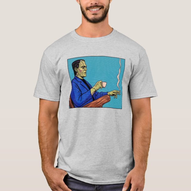 Pop Art Frankensteins monster dricker te Halvtonsr T Shirt (Framsida)