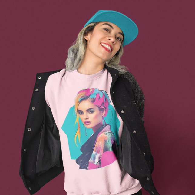 Pop-Art Frauenportrait - Stilvoll in die 80er T Shirt (Skapare uppladdad)
