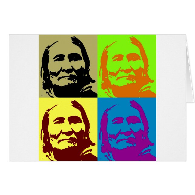 Pop Art Freedom Fighter Geronimo Hälsningskort (Framsidan Horizontal)