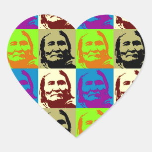 Pop Art Freedom Fighter Geronimo Hjärtformat Klistermärke
