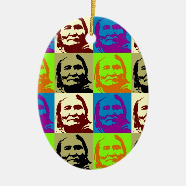 Pop Art Freedom Fighter Geronimo Julgransprydnad Keramik (Framsidan)