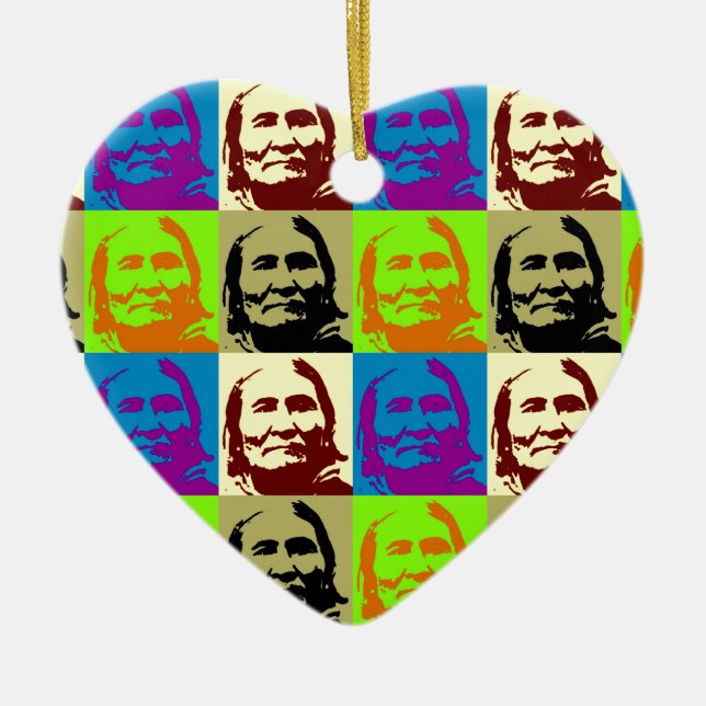 Pop Art Freedom Fighter Geronimo Julgransprydnad Keramik (Framsidan)