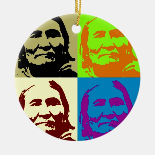 Pop Art Freedom Fighter Geronimo Julgransprydnad Keramik (Framsidan)