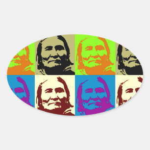 Pop Art Freedom Fighter Geronimo Ovalt Klistermärke