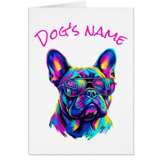 Pop Art French Bulldog NYC Custom Name Card Hälsningskort