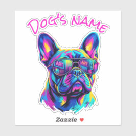 Pop Art French Bulldog NYC Personalized Name Klistermärken