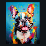 Pop Art Frenchie Poster<br><div class="desc">Ge dig en glädje- och färg till ditt rum med en Fransk Bulldog, som är en pulserande, målande porträtt. Det här öga-fångstande biet förvandlar en älskad hund-följeslagare till ett mästerverk av modern konst. Stänk av levande hues dansar över arbetsytan, vilket gör att fransmännen blir en leksak till livet. Den slående...</div>