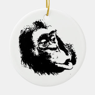 Pop Art Funny Chimpanzee Julgransprydnad Keramik