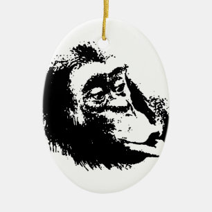 Pop Art Funny Chimpanzee Julgransprydnad Keramik