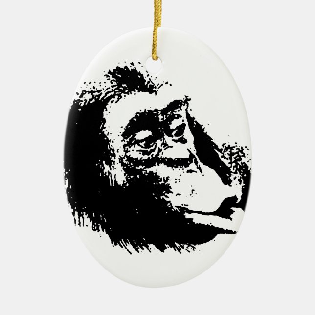 Pop Art Funny Chimpanzee Julgransprydnad Keramik (Framsidan)