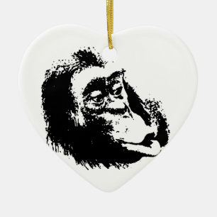 Pop Art Funny Chimpanzee Julgransprydnad Keramik