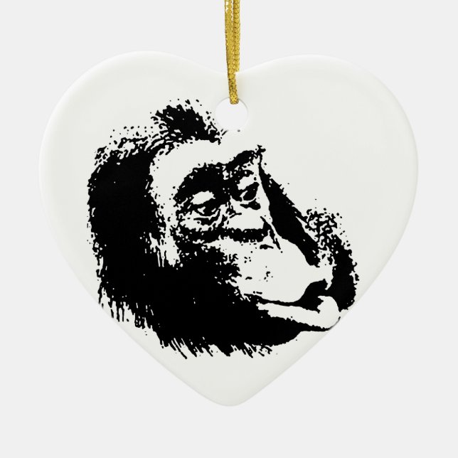 Pop Art Funny Chimpanzee Julgransprydnad Keramik (Framsidan)