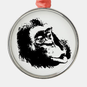 Pop Art Funny Chimpanzee Julgransprydnad Metall
