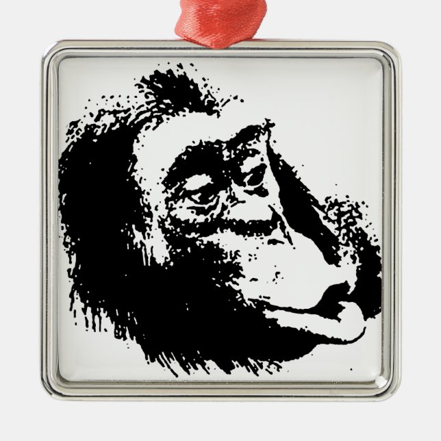 Pop Art Funny Chimpanzee Julgransprydnad Metall (Framsidan)