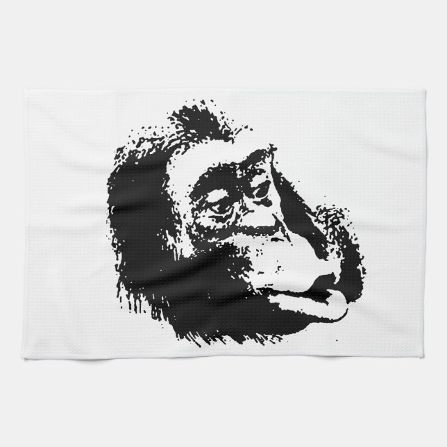 Pop Art Funny Chimpanzee Kökshandduk (Horisontell)