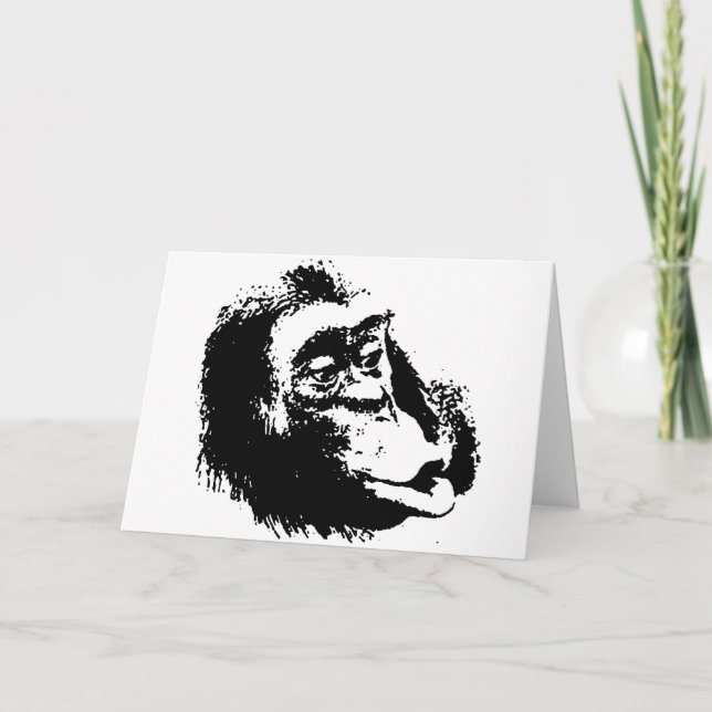 Pop Art Funny Chimpanzee Kort (Framsida)