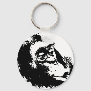 Pop Art Funny Chimpanzee Nyckelring