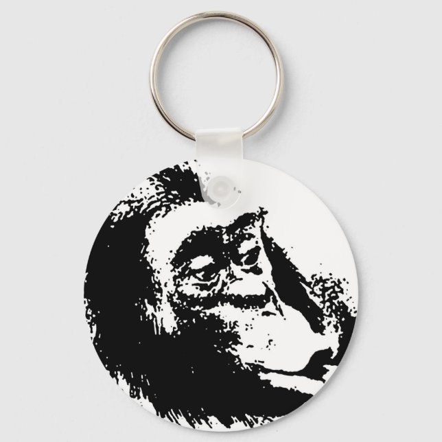 Pop Art Funny Chimpanzee Nyckelring (Framsida)