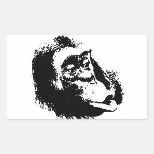 Pop Art Funny Chimpanzee Rektangulärt Klistermärke