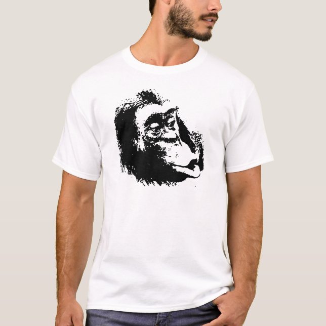 Pop Art Funny Chimpanzee Tee Shirt (Framsida)