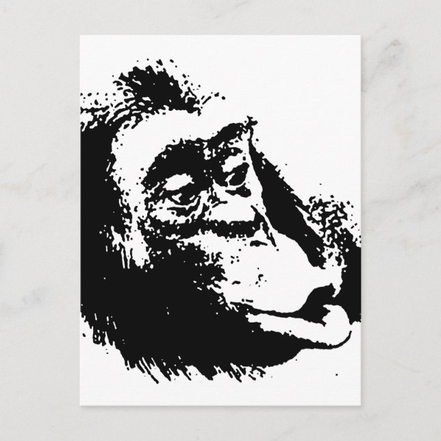 Pop Art Funny Chimpanzee Vykort (Framsida)