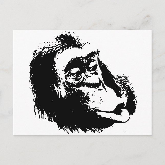 Pop Art Funny Chimpanzee Vykort (Framsida)