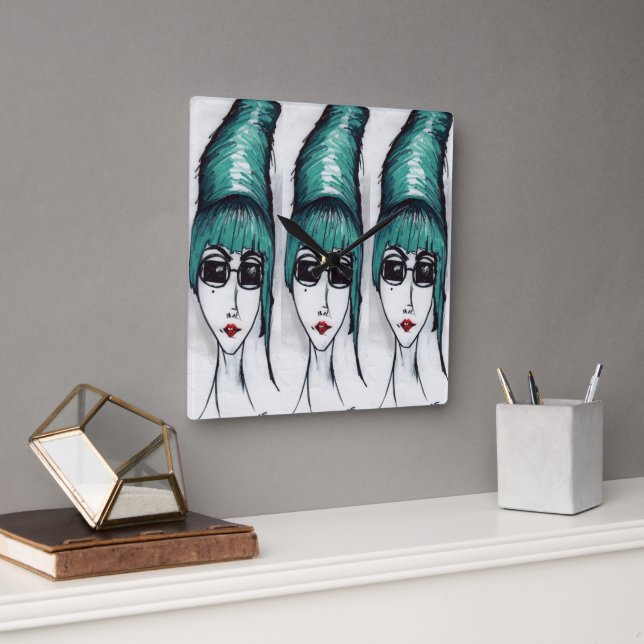 Pop Art. Fyrkantig Klocka (Kontor)