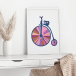 Pop Art Gammal fastiserad Unicle Mönster i Rosa Poster<br><div class="desc">En söt målning av en gammal-mode-unicycle (vintage) i en söt coola tones färg palett.</div>