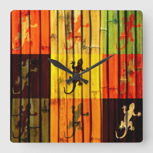 Pop Art Geckos Fyrkantig Klocka