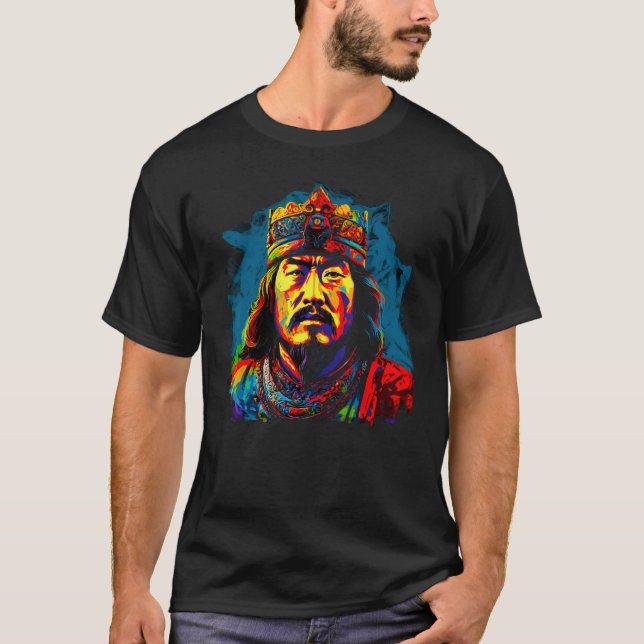 Pop Art Genghis Khan T Shirt (Framsida)