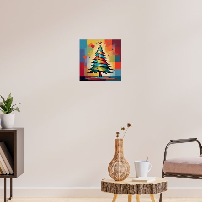 Pop Art Geometric Christmas Tree on Squares Poster (Vardagsrum 3)