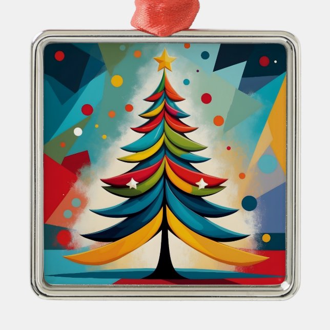Pop Art Geometric jul Feasted Grenar Julgransprydnad Metall (Framsidan)