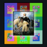 Pop Art George Washington Poster<br><div class="desc">En vacker målning av George och hans häst med små pop Art-ekon för att liva upp poster. Första presidenten var lika lång som Abraham Lincoln-6'4."</div>