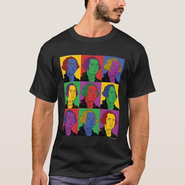 Pop Art George Washington T Shirt (Framsida)