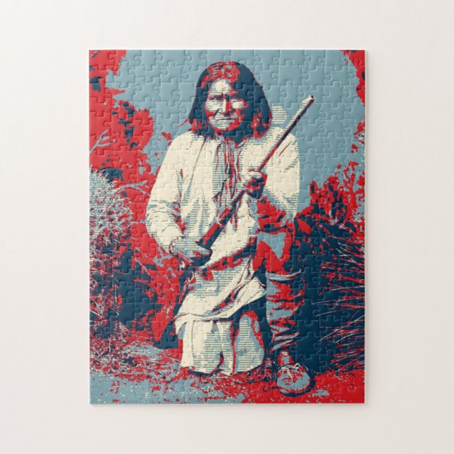 Pop Art Geronimo Indian Legendary Chief Pussel (Vertikal)