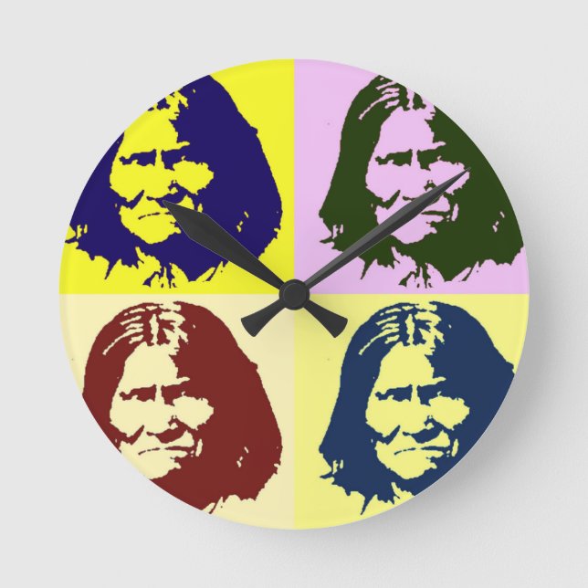 Pop Art Geronimo Rund Klocka (Framsida)
