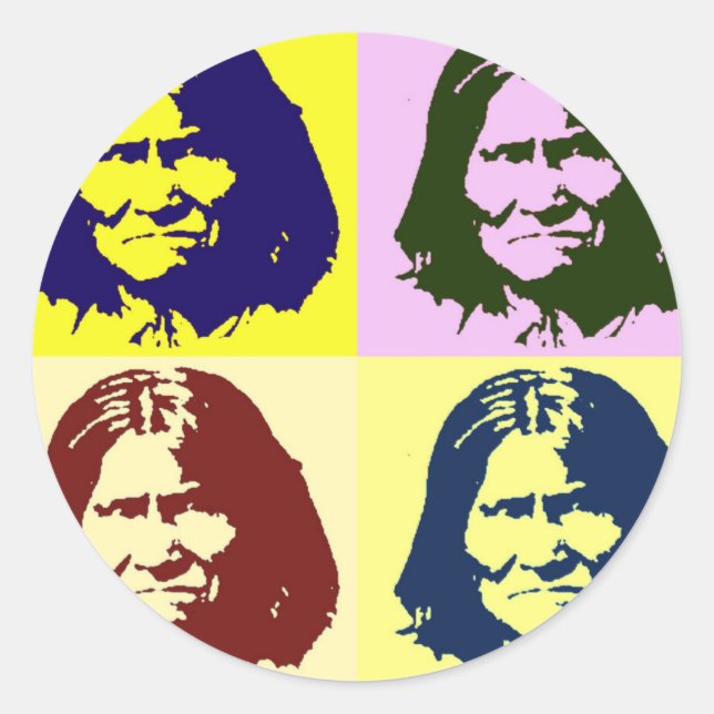 Pop Art Geronimo Runt Klistermärke (Framsida)