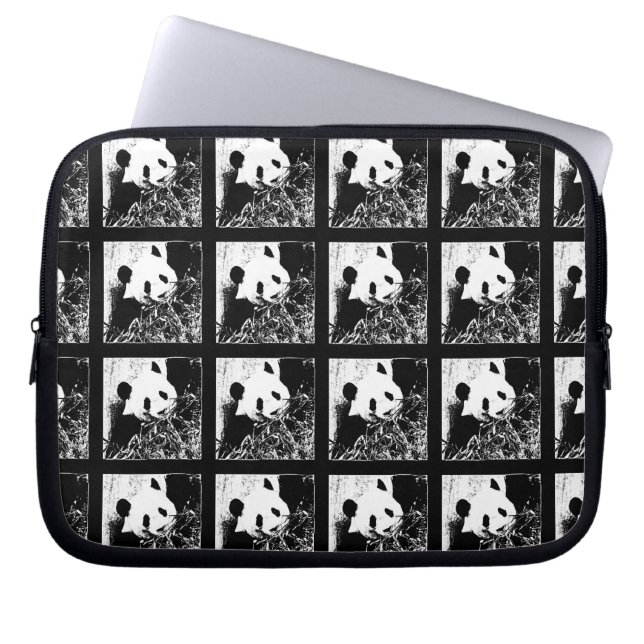 Pop Art Giant Panda Black and White Computer Laptop Sleeve (Framsidan)