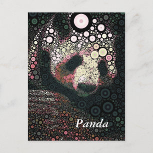 Pop Art Giant Panda Rosa Gult Postcard Vykort